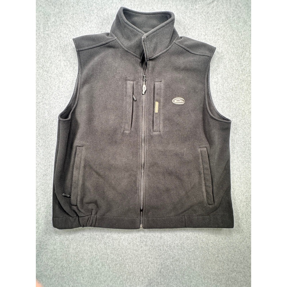 Drake Waterfowl Mens 2XL Black Fleece Vest Magnattach Full Zip Hunting Fishing